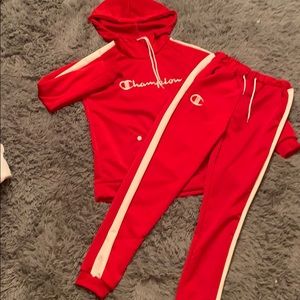 Champion red sweat set